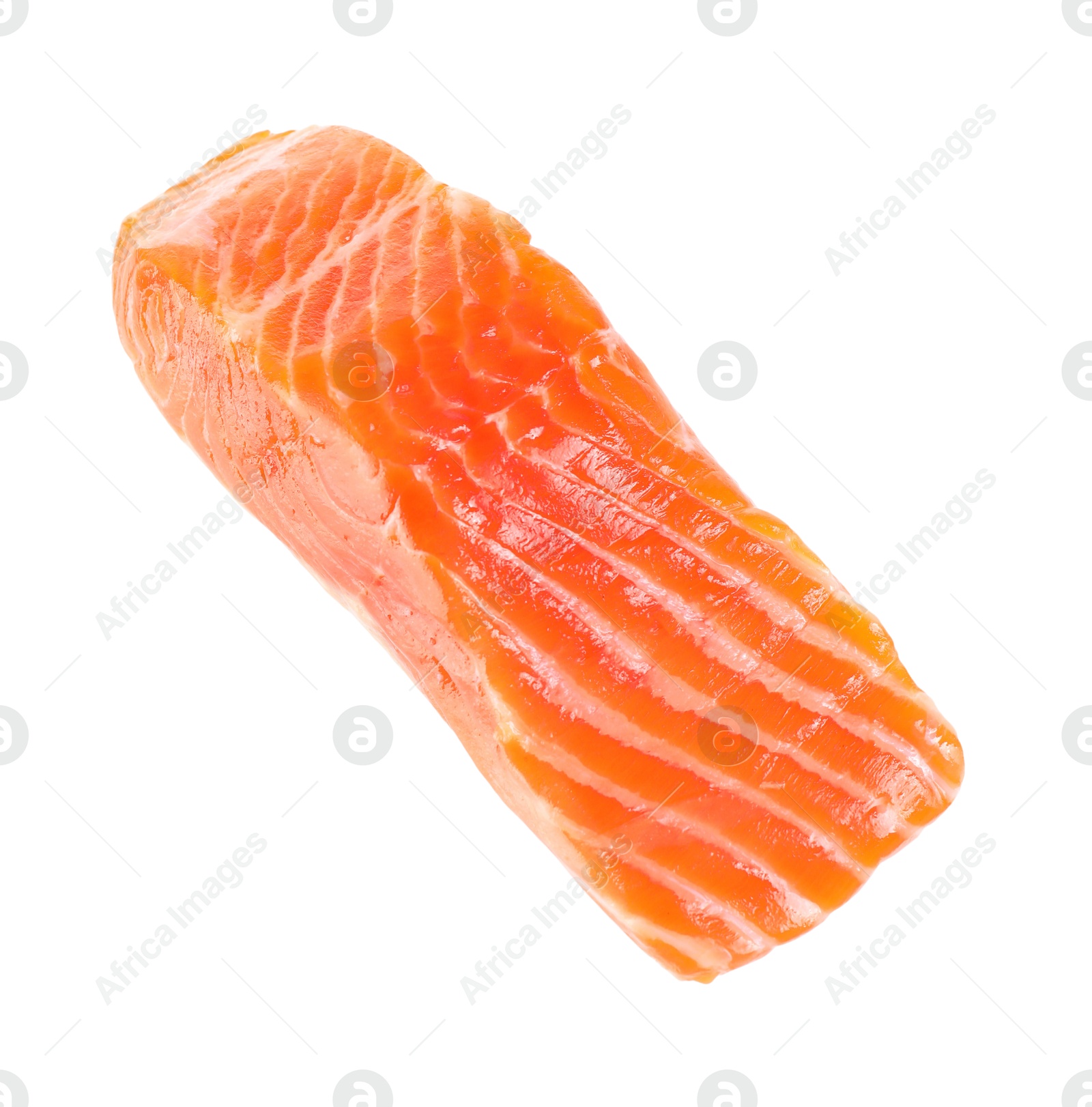 Photo of Piece of raw salmon isolated on white. Sea food