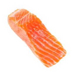 Photo of Piece of raw salmon isolated on white. Sea food