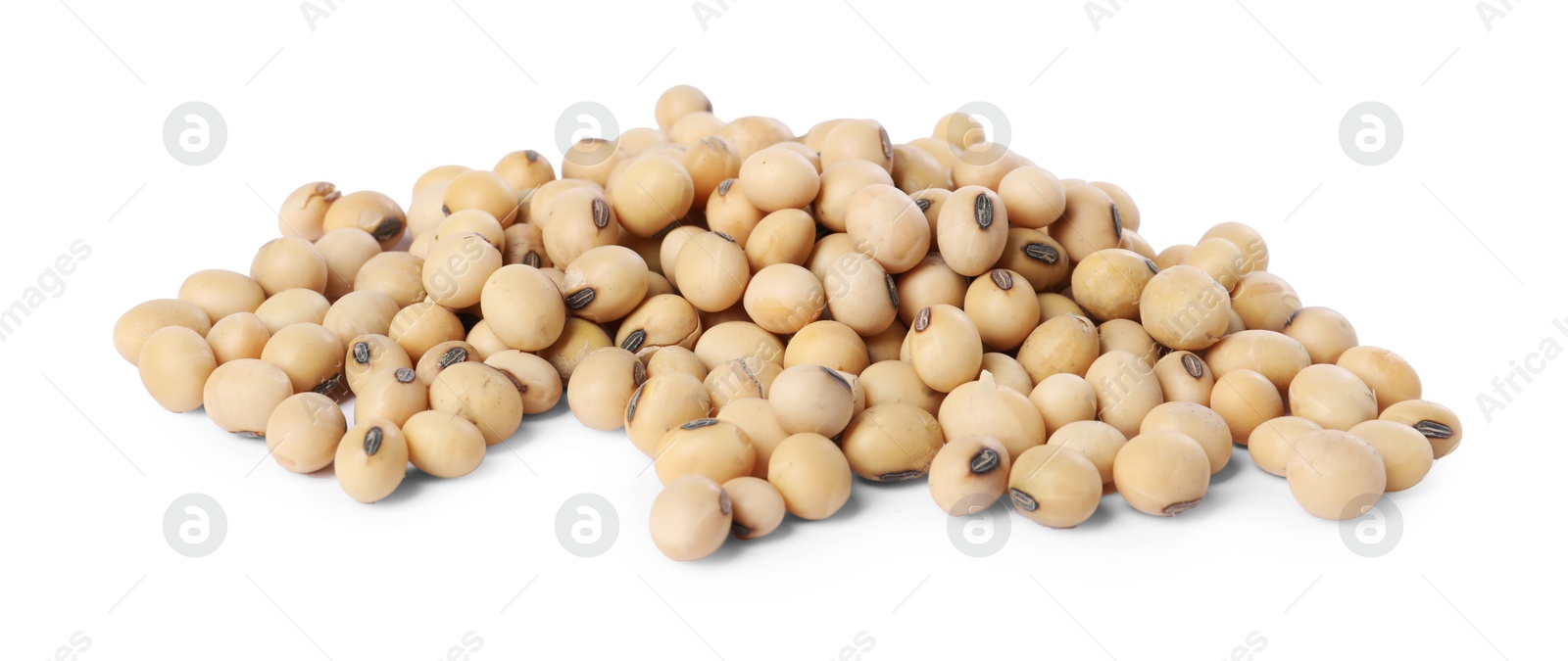 Photo of Many natural soy beans isolated on white