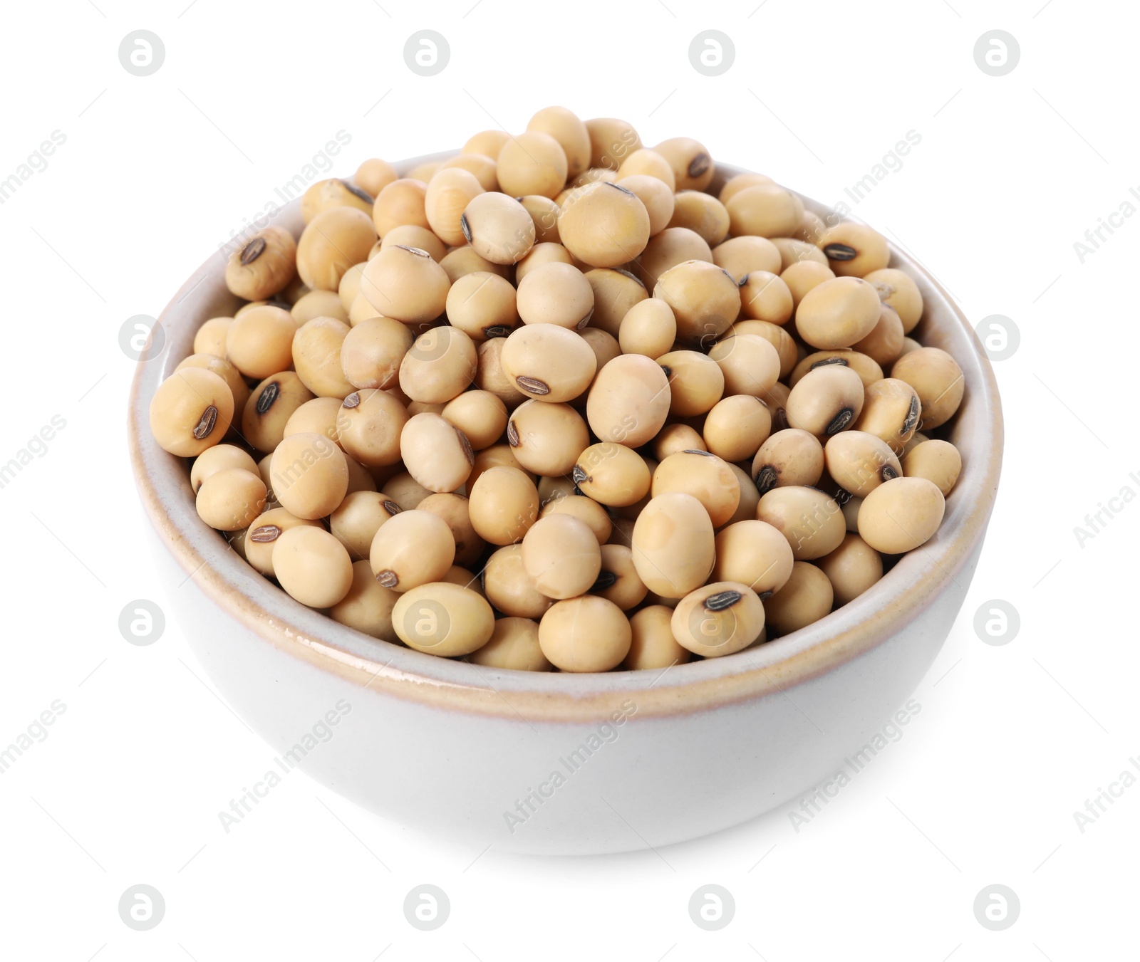 Photo of Soy beans in bowl isolated on white