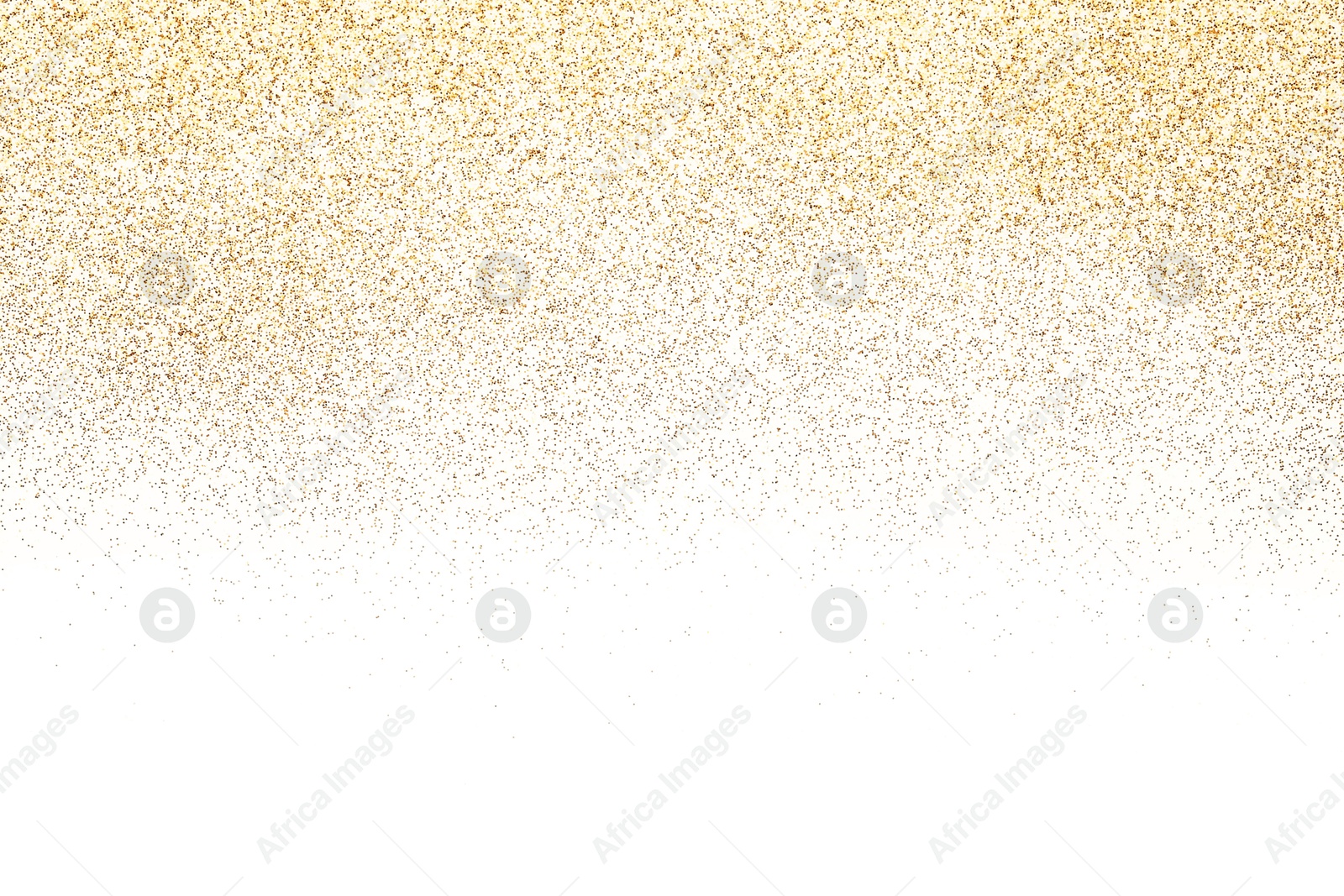 Photo of Shiny golden glitter isolated on white, top view