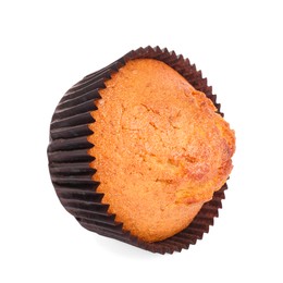 Photo of One delicious sweet muffin isolated on white