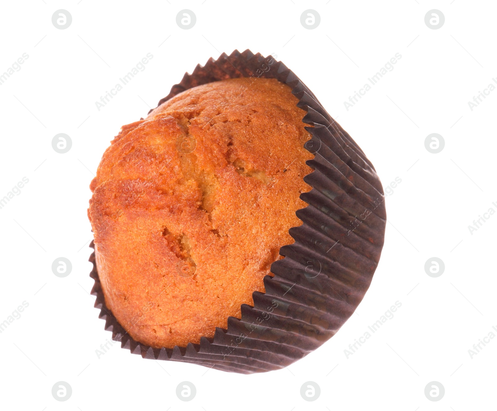 Photo of One delicious sweet muffin isolated on white