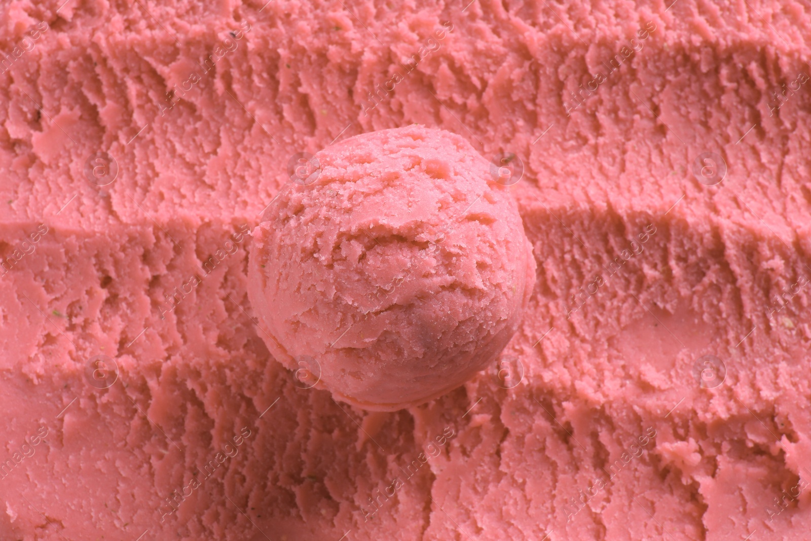 Photo of Delicious watermelon sorbet as background, top view