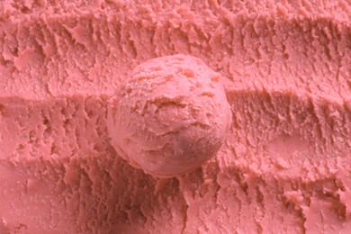 Photo of Delicious watermelon sorbet as background, top view