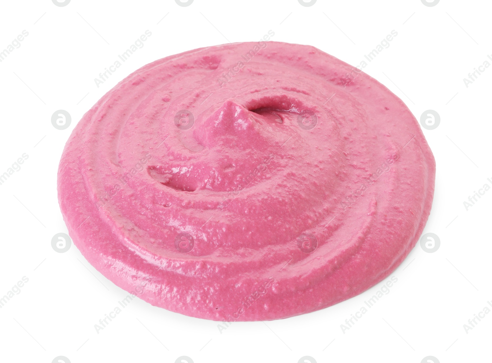 Photo of Sample of tasty beetroot hummus isolated on white