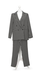 Photo of Mannequin with new stylish suit isolated on white