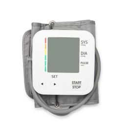 One blood pressure monitor isolated on white, top view