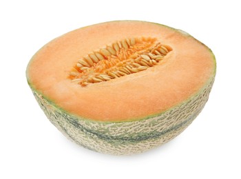 Photo of Half of fresh Cantaloupe melon isolated on white