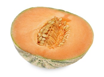 Photo of Half of fresh Cantaloupe melon isolated on white