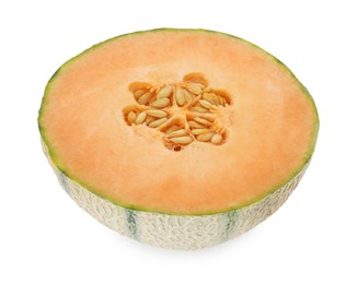 Photo of Half of fresh Cantaloupe melon isolated on white