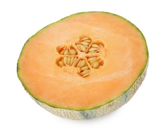 Half of fresh Cantaloupe melon isolated on white