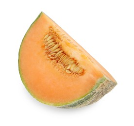 Slice of Cantaloupe melon isolated on white