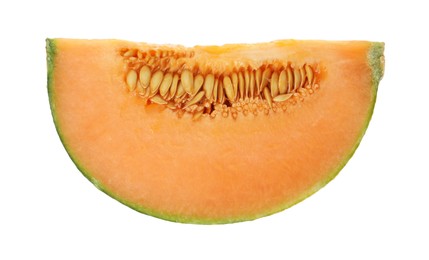 Slice of Cantaloupe melon isolated on white