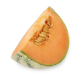 Photo of Slice of Cantaloupe melon isolated on white