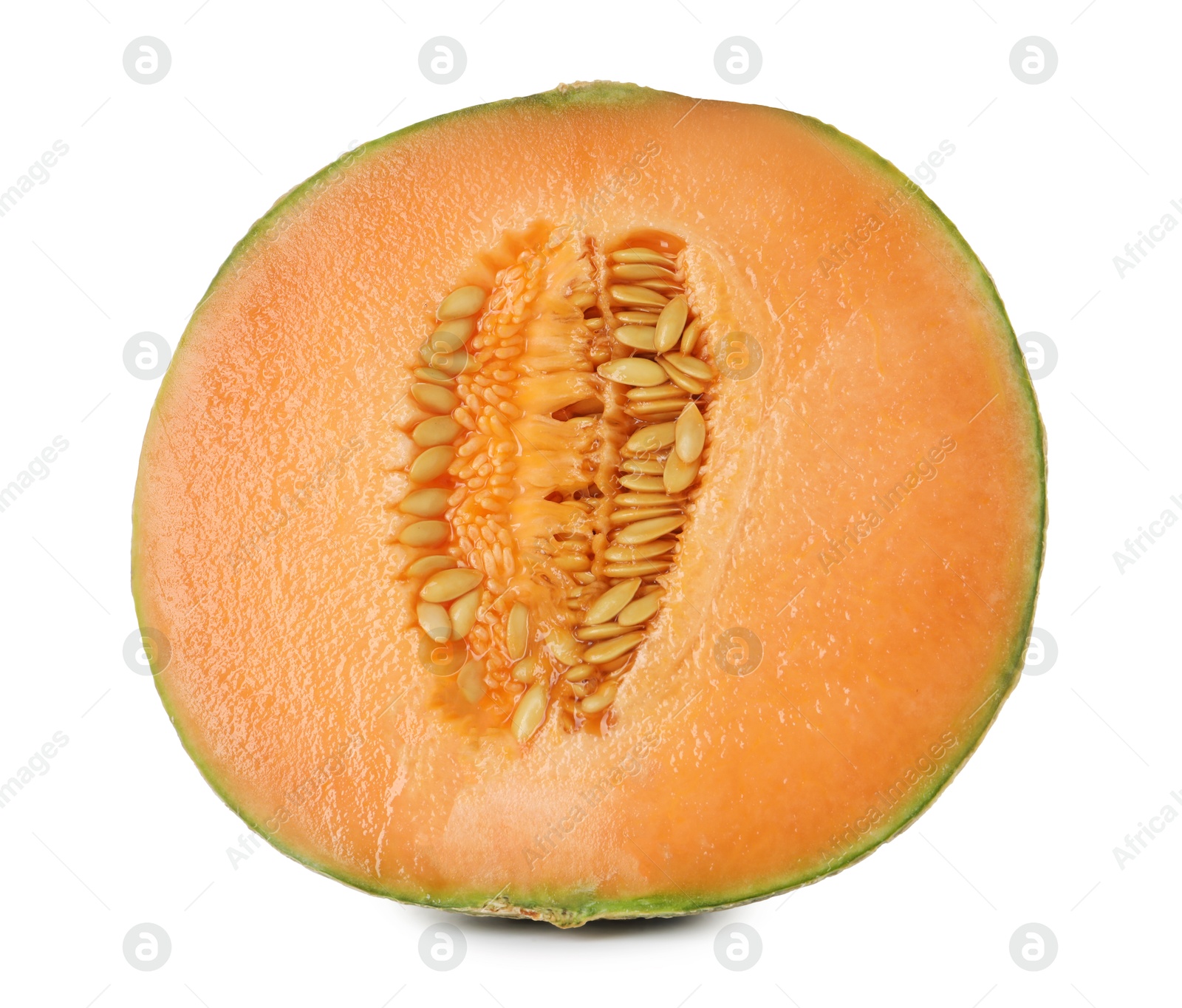 Photo of Half of fresh Cantaloupe melon isolated on white