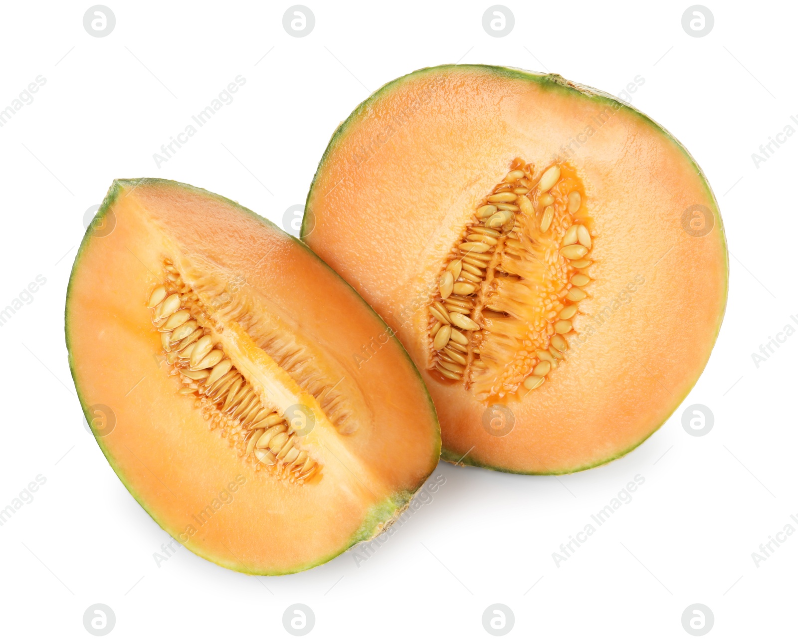 Photo of Slices of Cantaloupe melon isolated on white