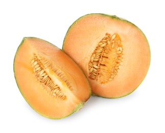 Photo of Slices of Cantaloupe melon isolated on white