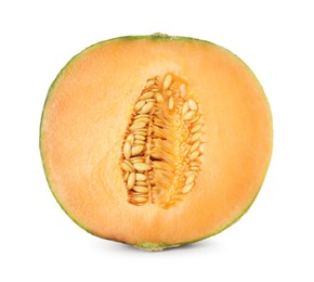 Half of fresh Cantaloupe melon isolated on white