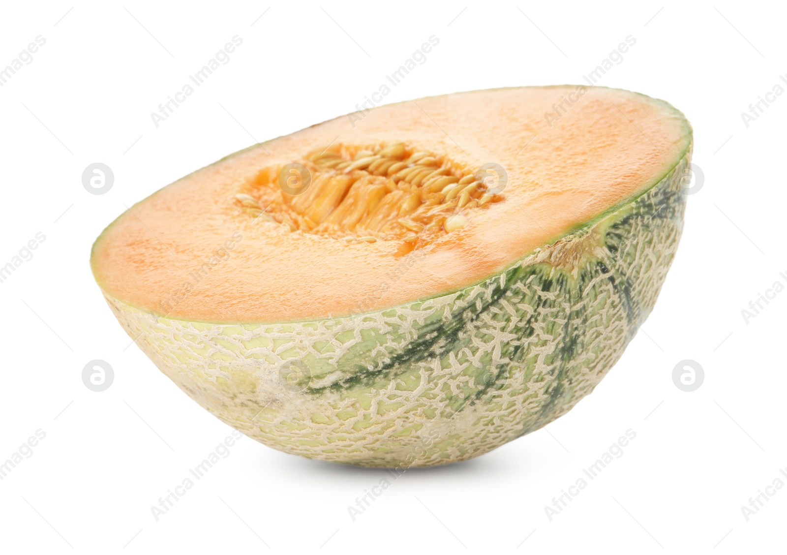 Photo of Half of fresh Cantaloupe melon isolated on white