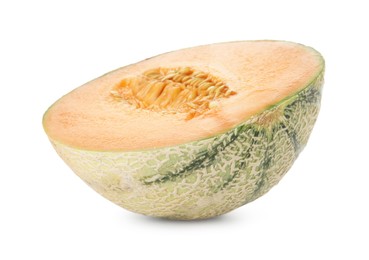 Half of fresh Cantaloupe melon isolated on white