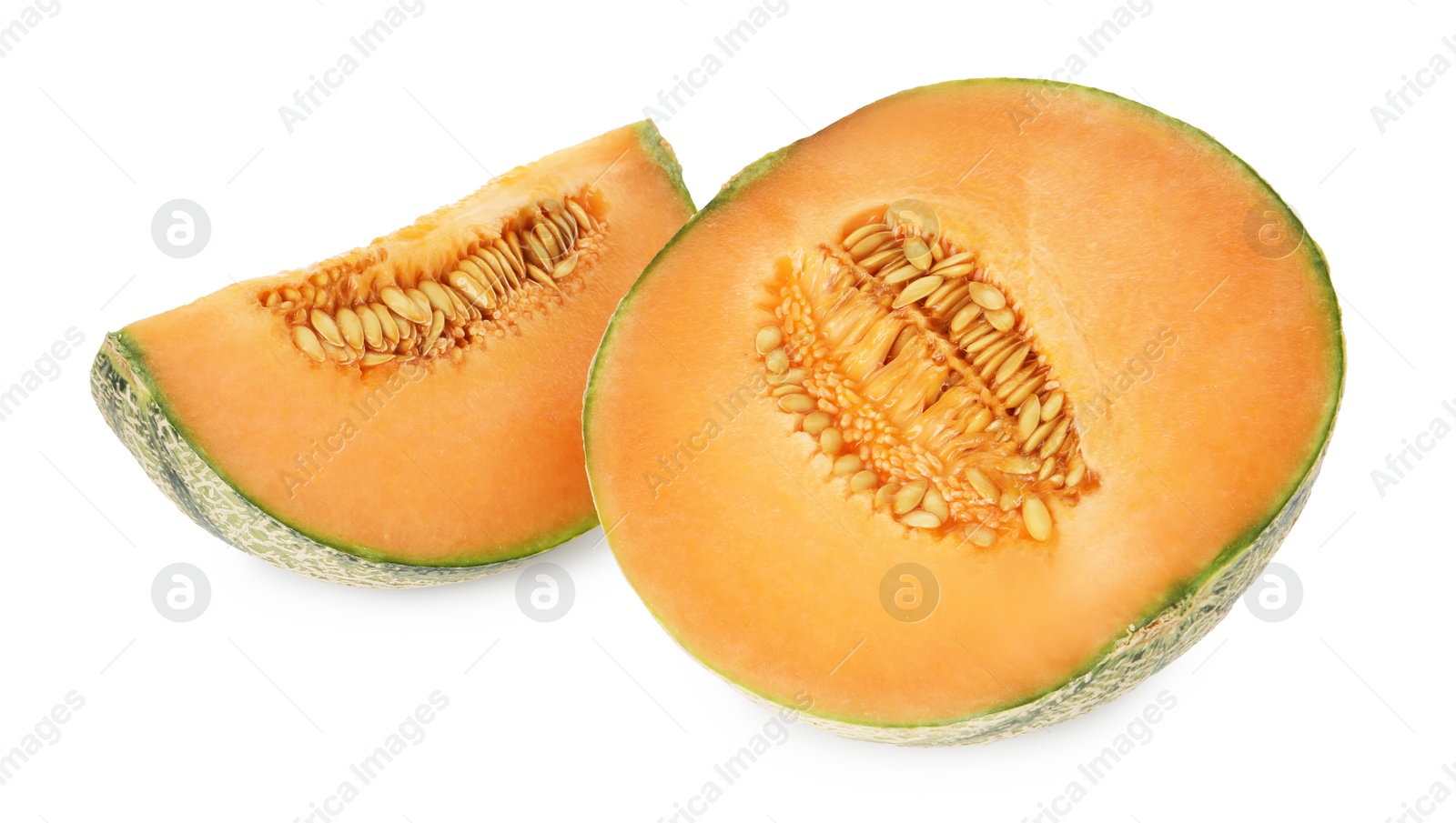 Photo of Slices of Cantaloupe melon isolated on white