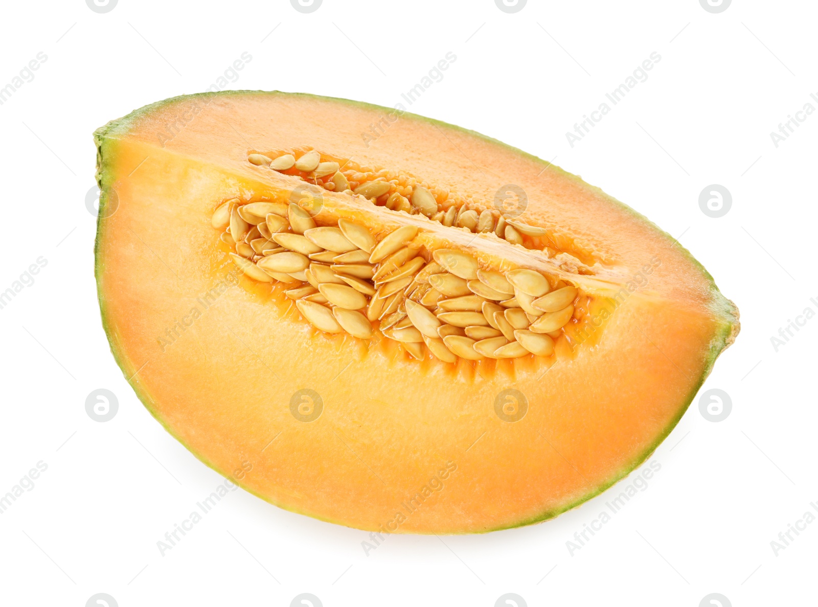 Photo of Slice of Cantaloupe melon isolated on white