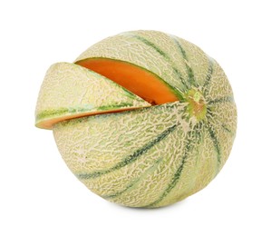 Fresh ripe Cantaloupe melon isolated on white