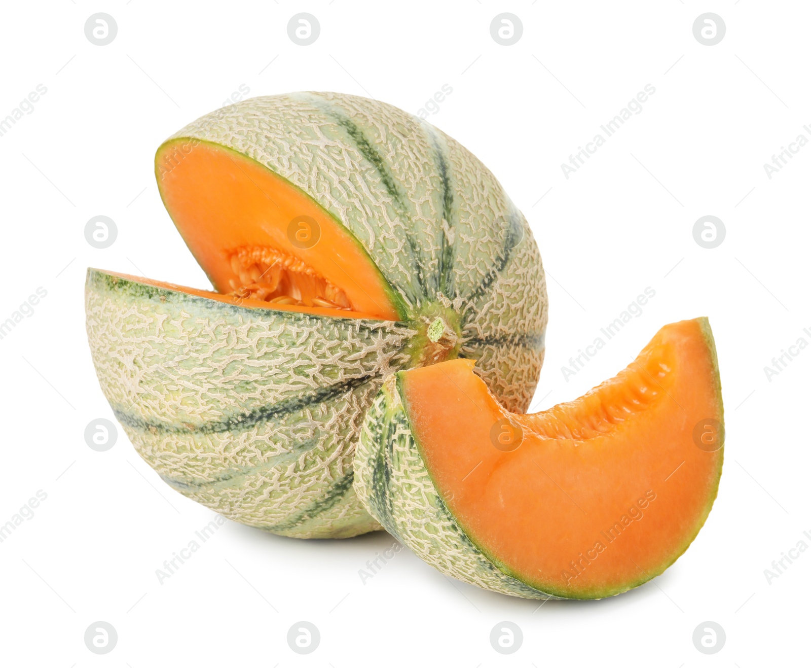 Photo of Fresh ripe Cantaloupe melon isolated on white