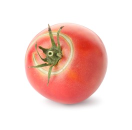 Photo of Fresh ripe pink tomato isolated on white