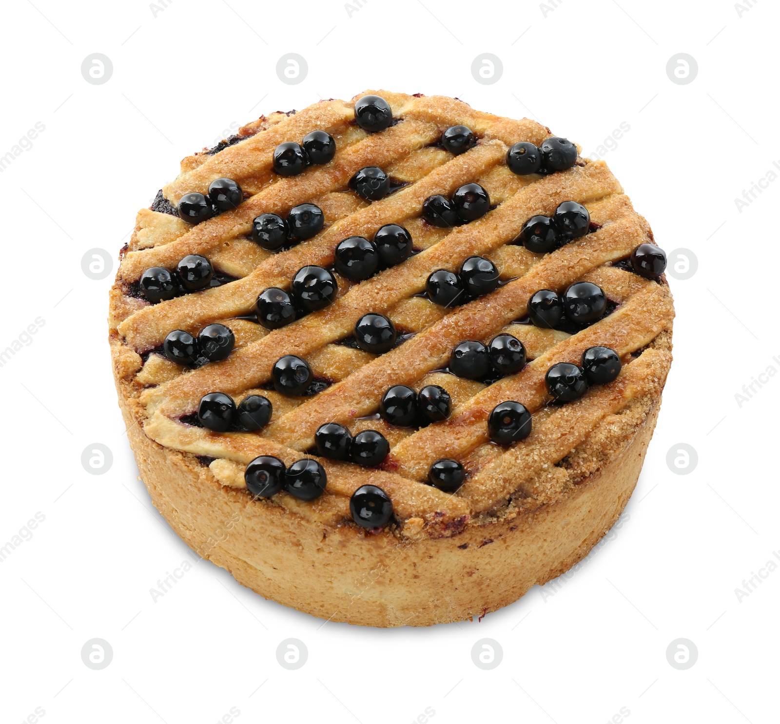 Photo of Delicious homemade blueberry pie isolated on white