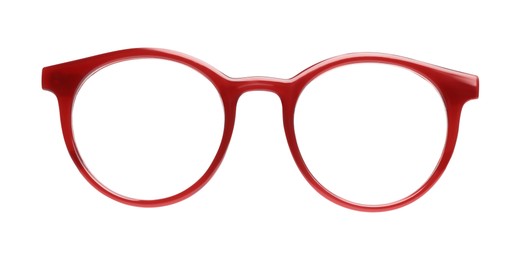 Glasses with red frame isolated on white