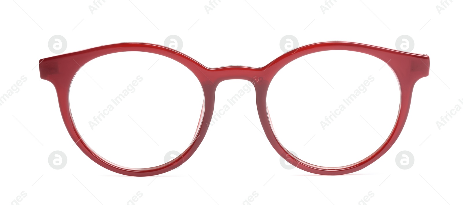 Image of Glasses with red frame isolated on white