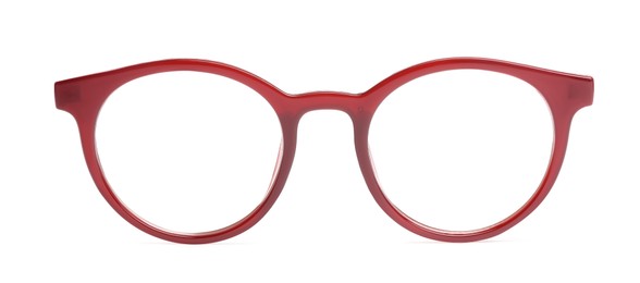 Image of Glasses with red frame isolated on white