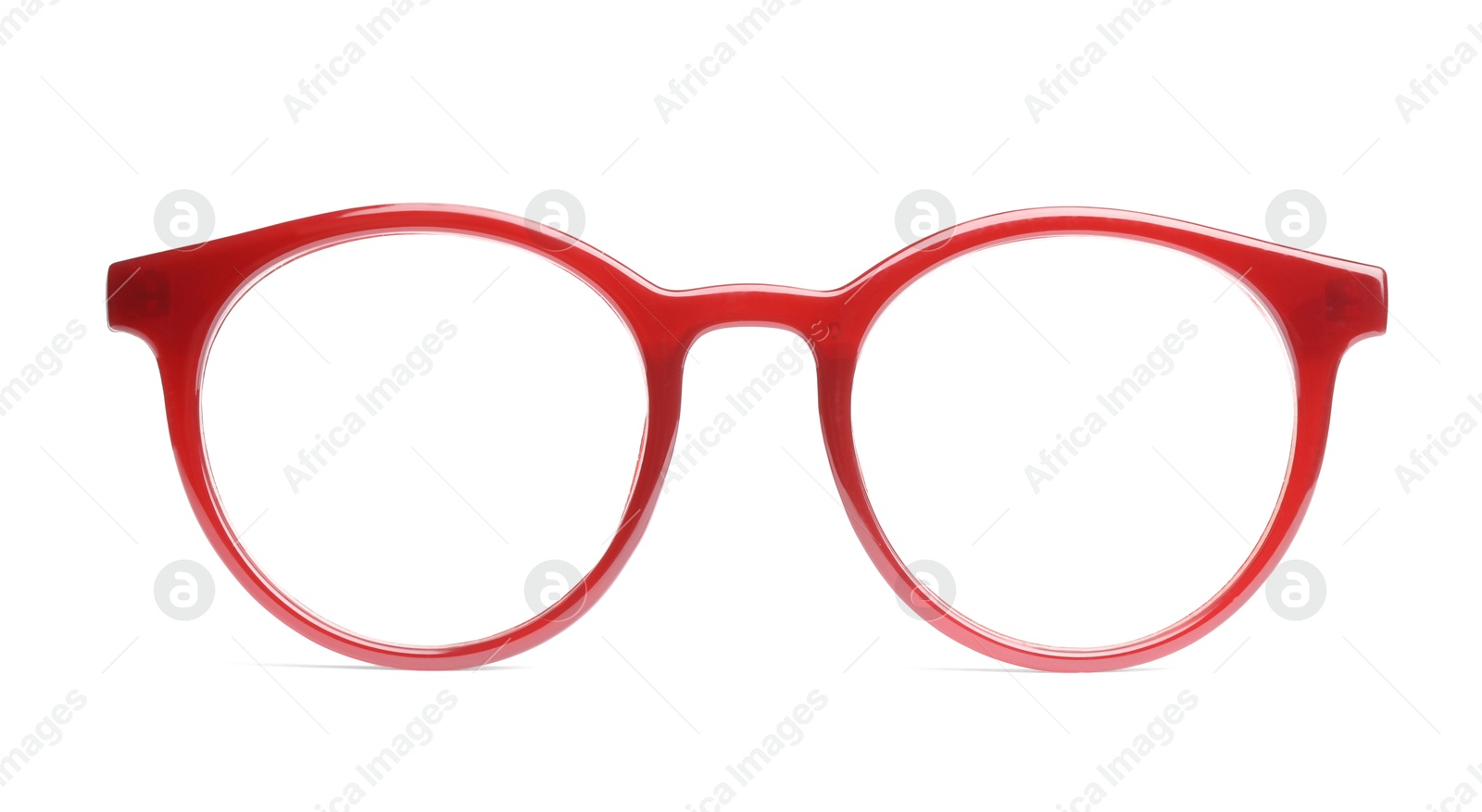 Image of Glasses with red frame isolated on white