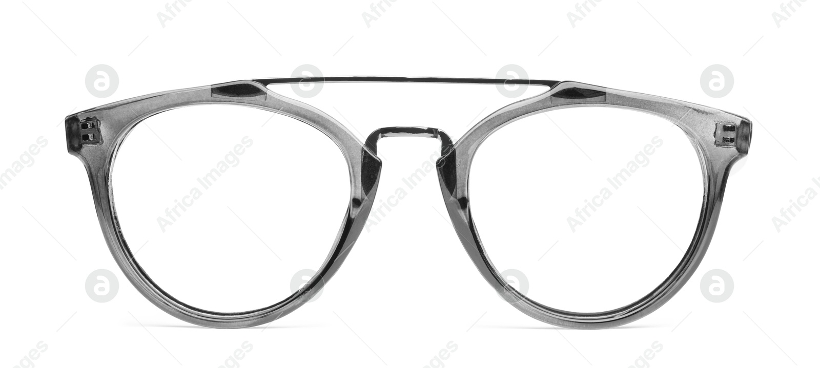 Image of Glasses with grey frame isolated on white