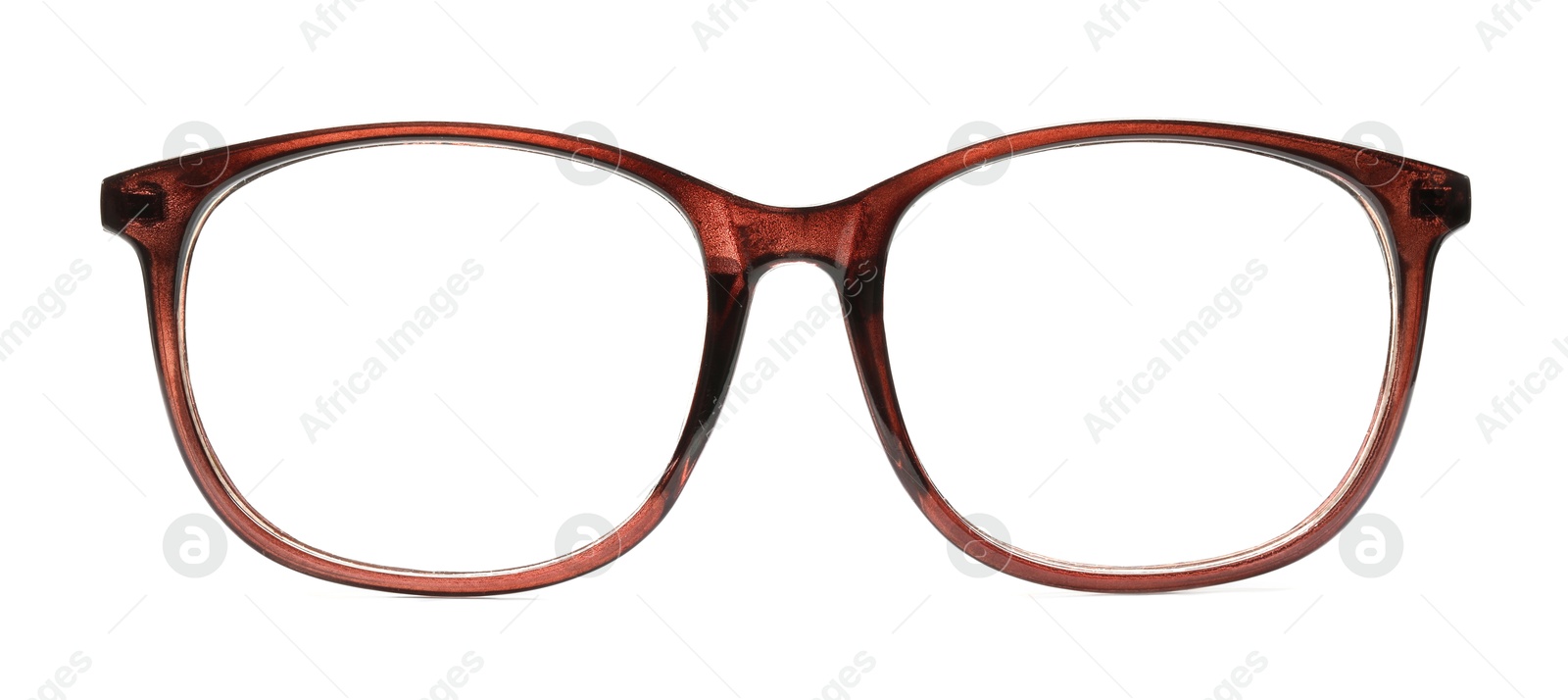 Image of Glasses with brown frame isolated on white