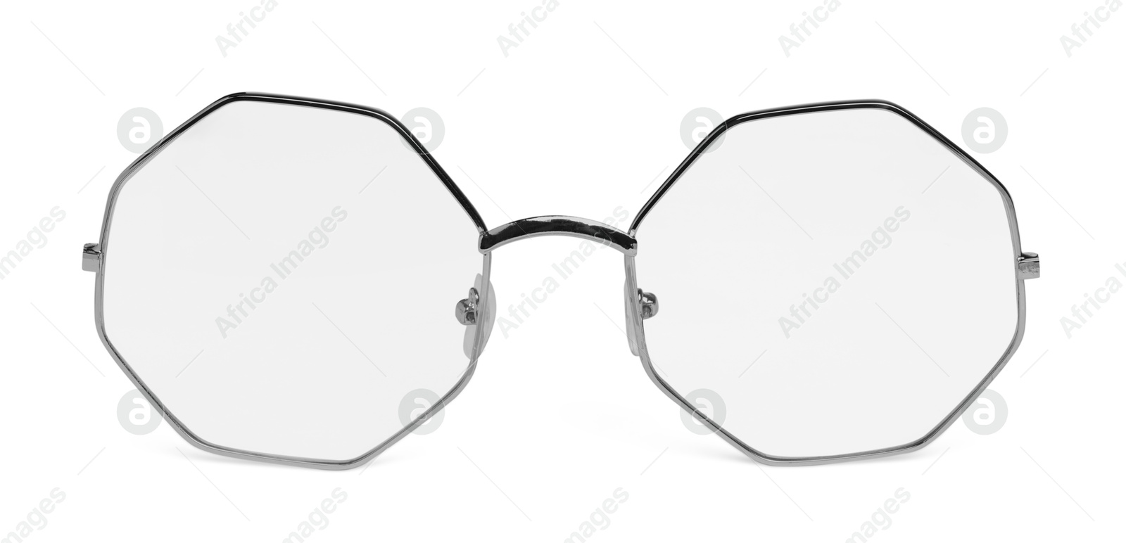 Image of Glasses with octagonal shaped frame isolated on white