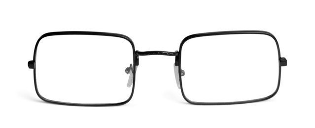 Glasses with black frame isolated on white