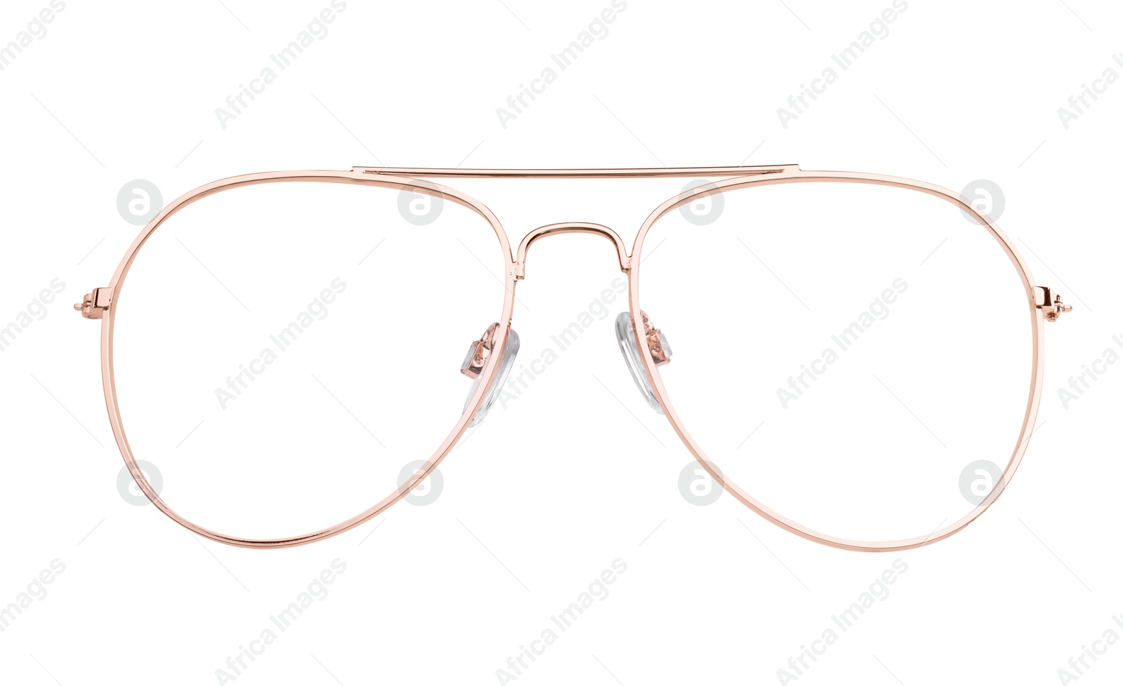 Image of Glasses with golden frame isolated on white