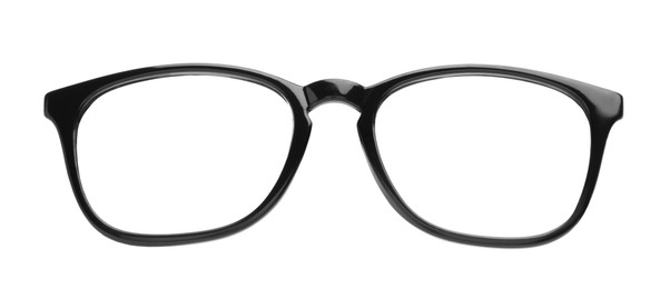 Glasses with black frame isolated on white