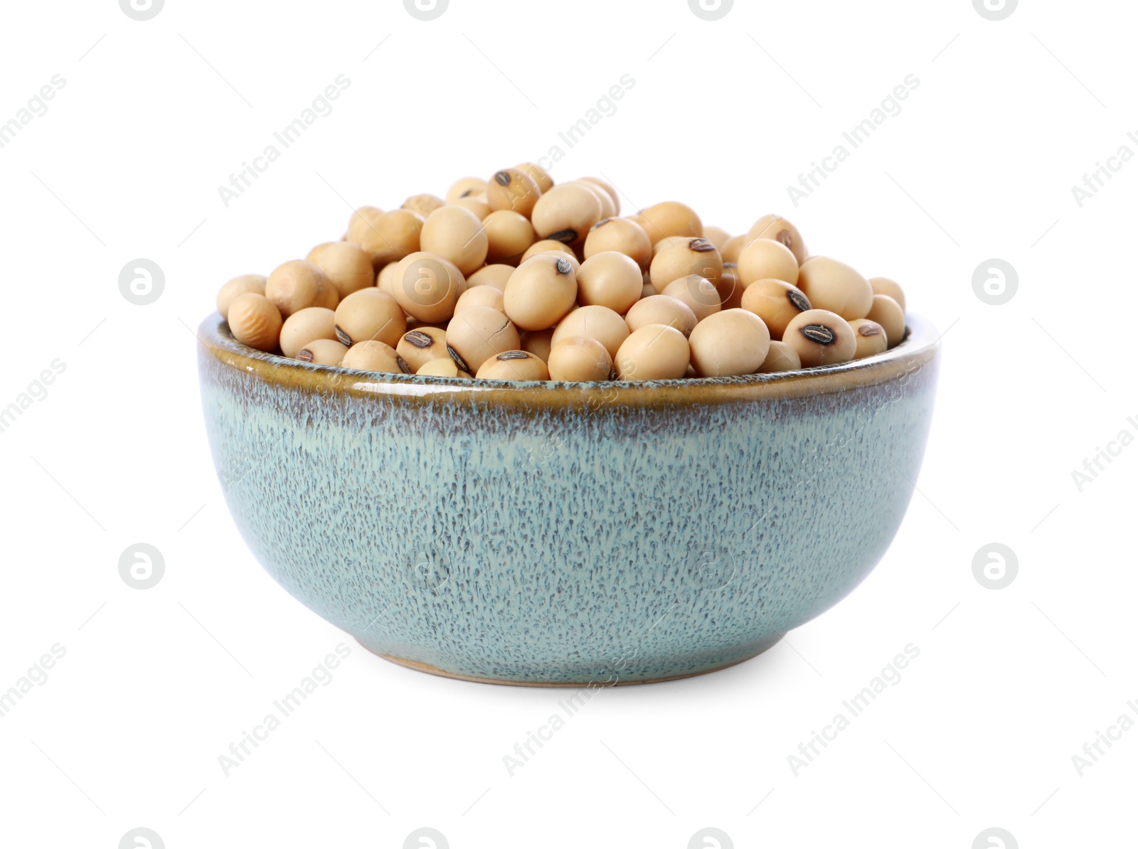 Photo of Soy beans in bowl isolated on white