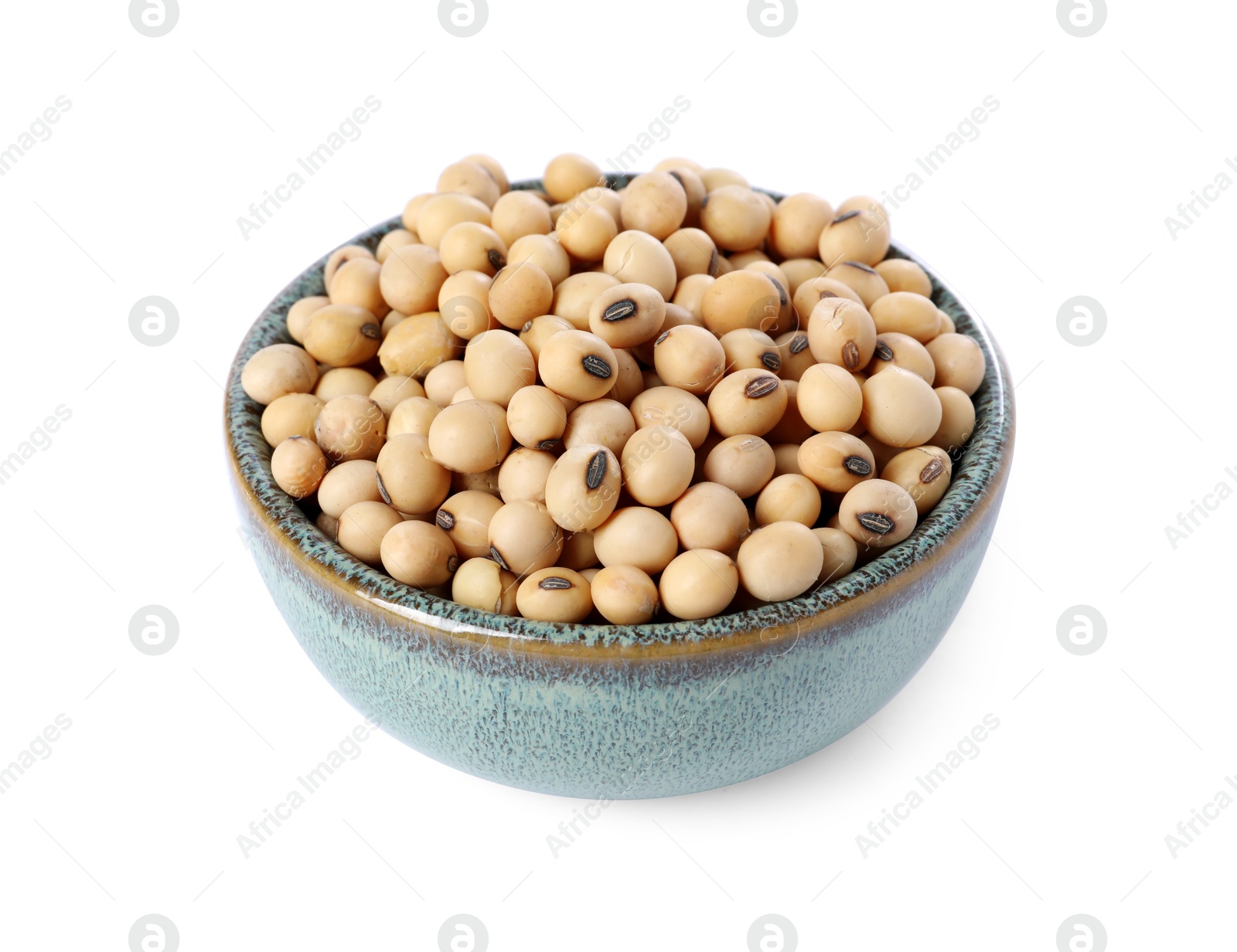 Photo of Soy beans in bowl isolated on white