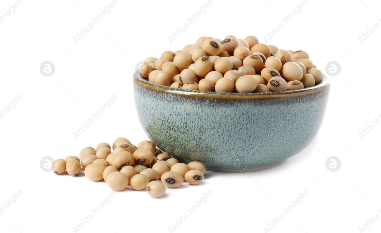 Photo of Soy beans in bowl isolated on white