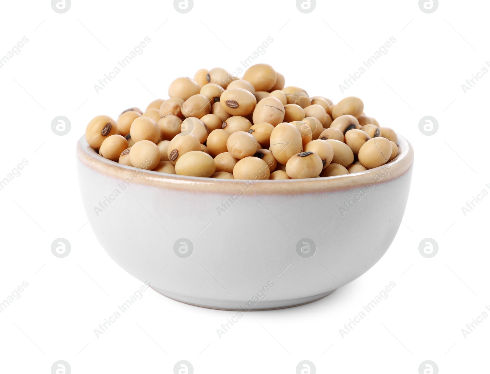 Photo of Soy beans in bowl isolated on white