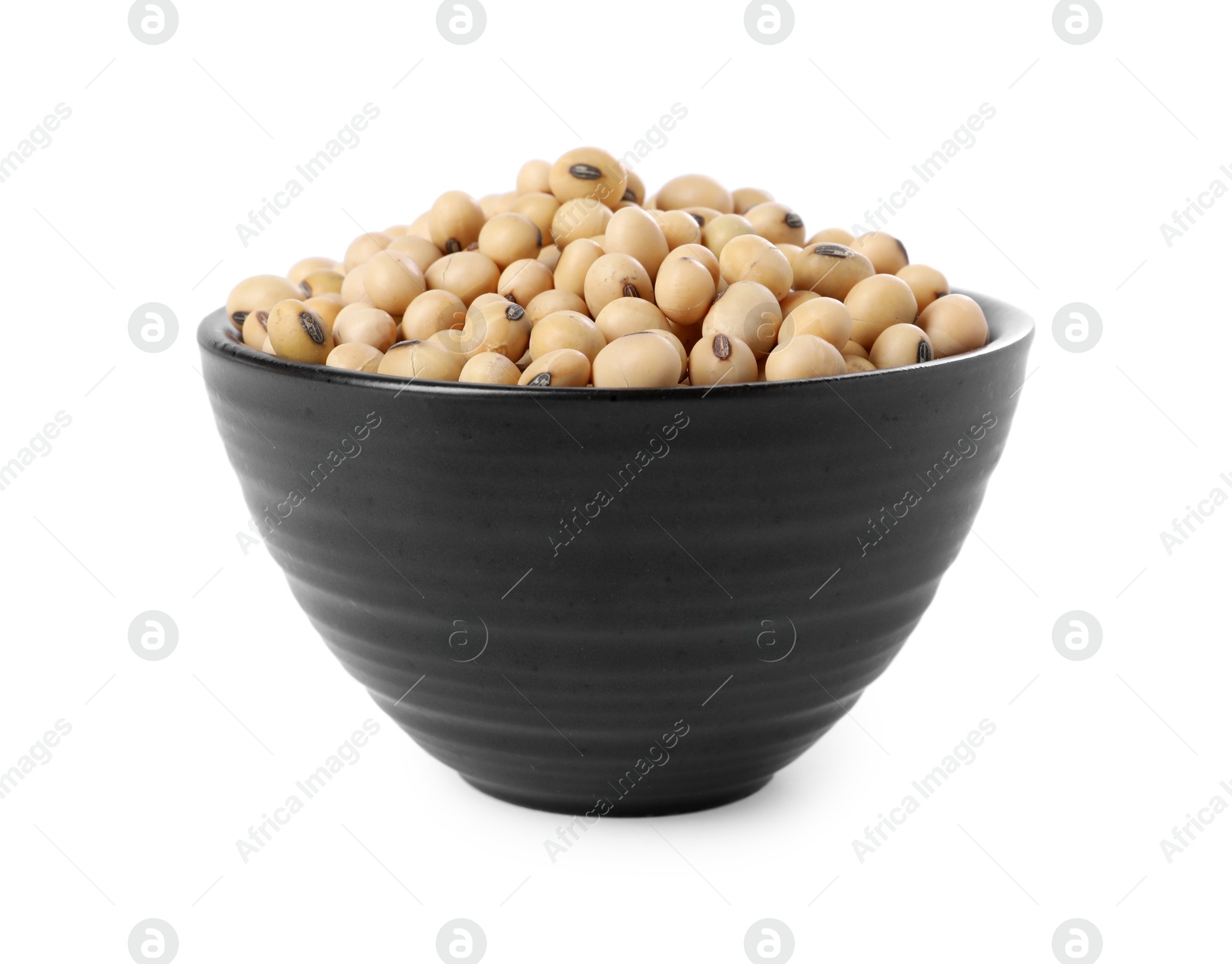 Photo of Soy beans in bowl isolated on white