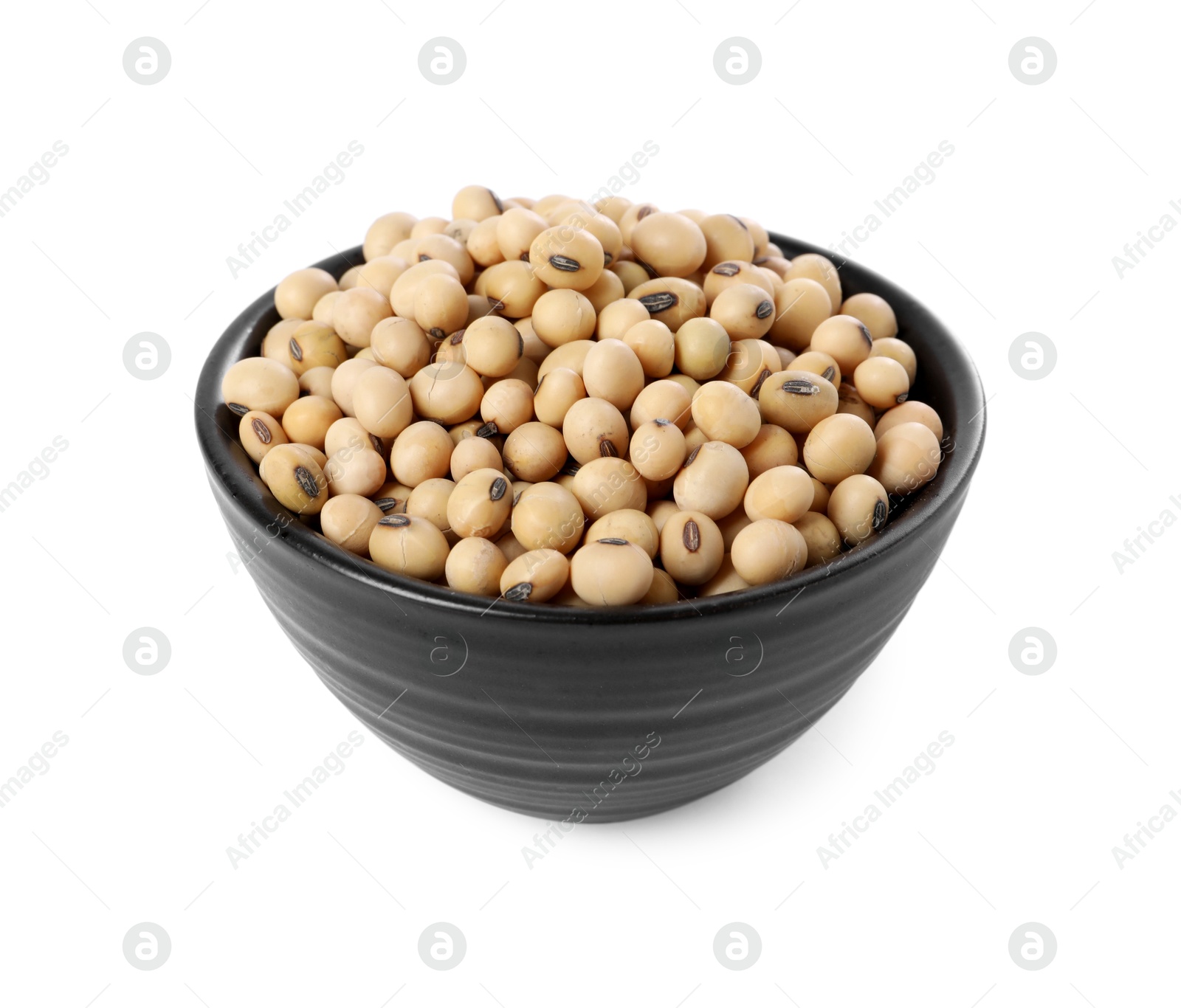 Photo of Soy beans in bowl isolated on white