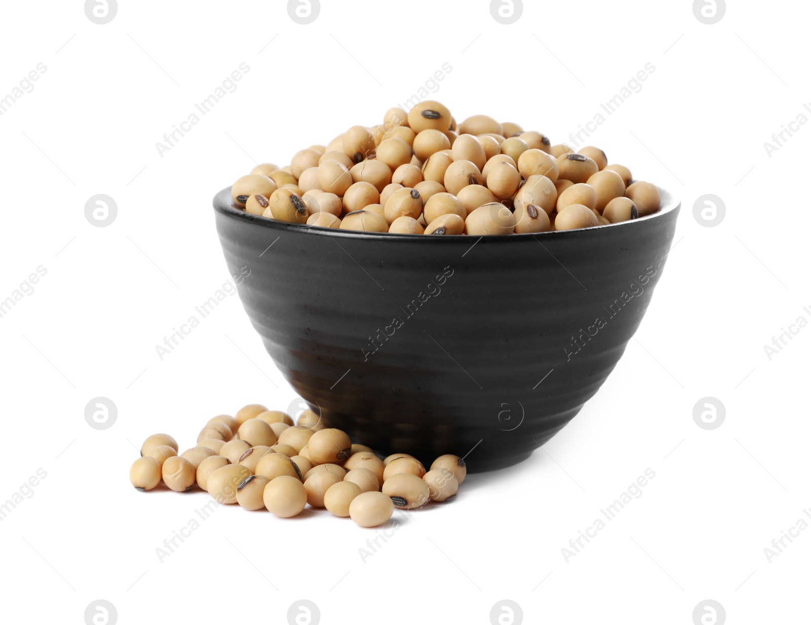 Photo of Soy beans in bowl isolated on white