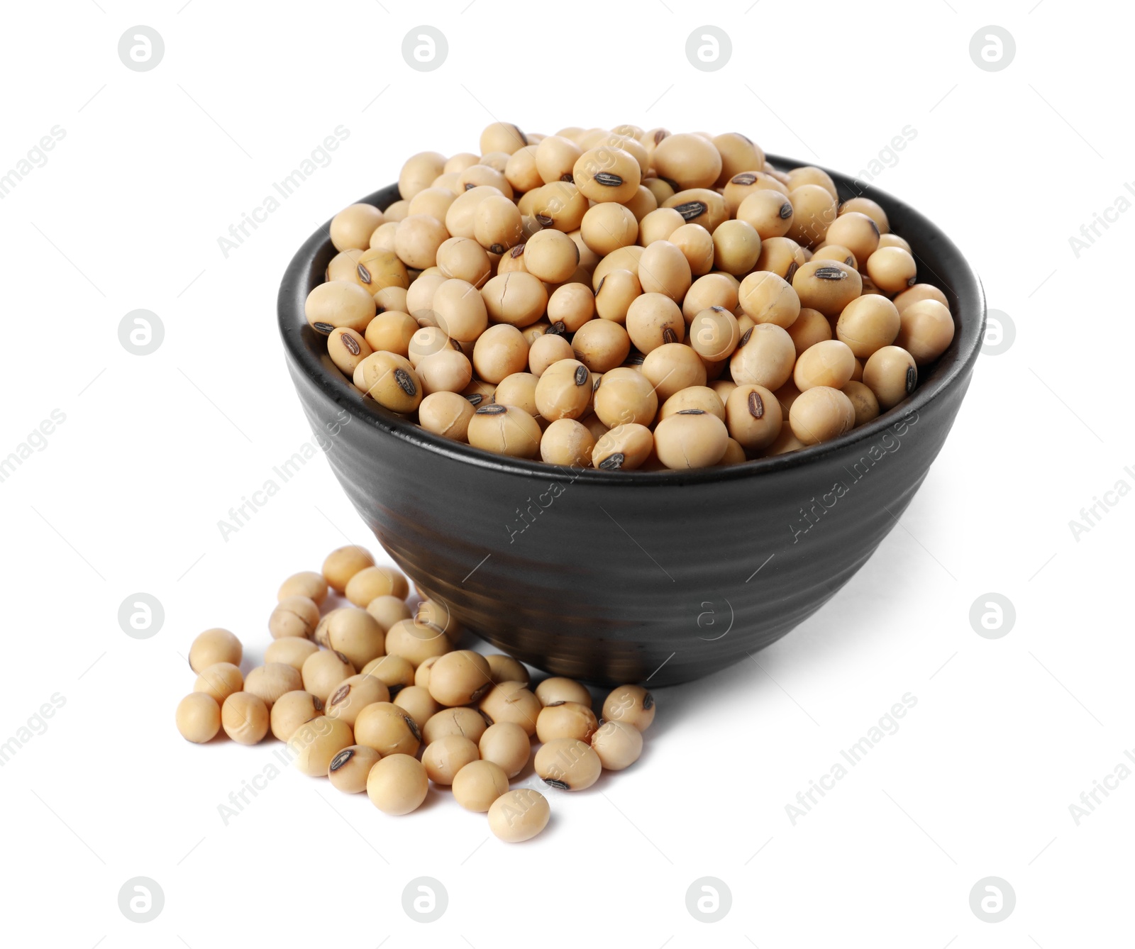 Photo of Soy beans in bowl isolated on white