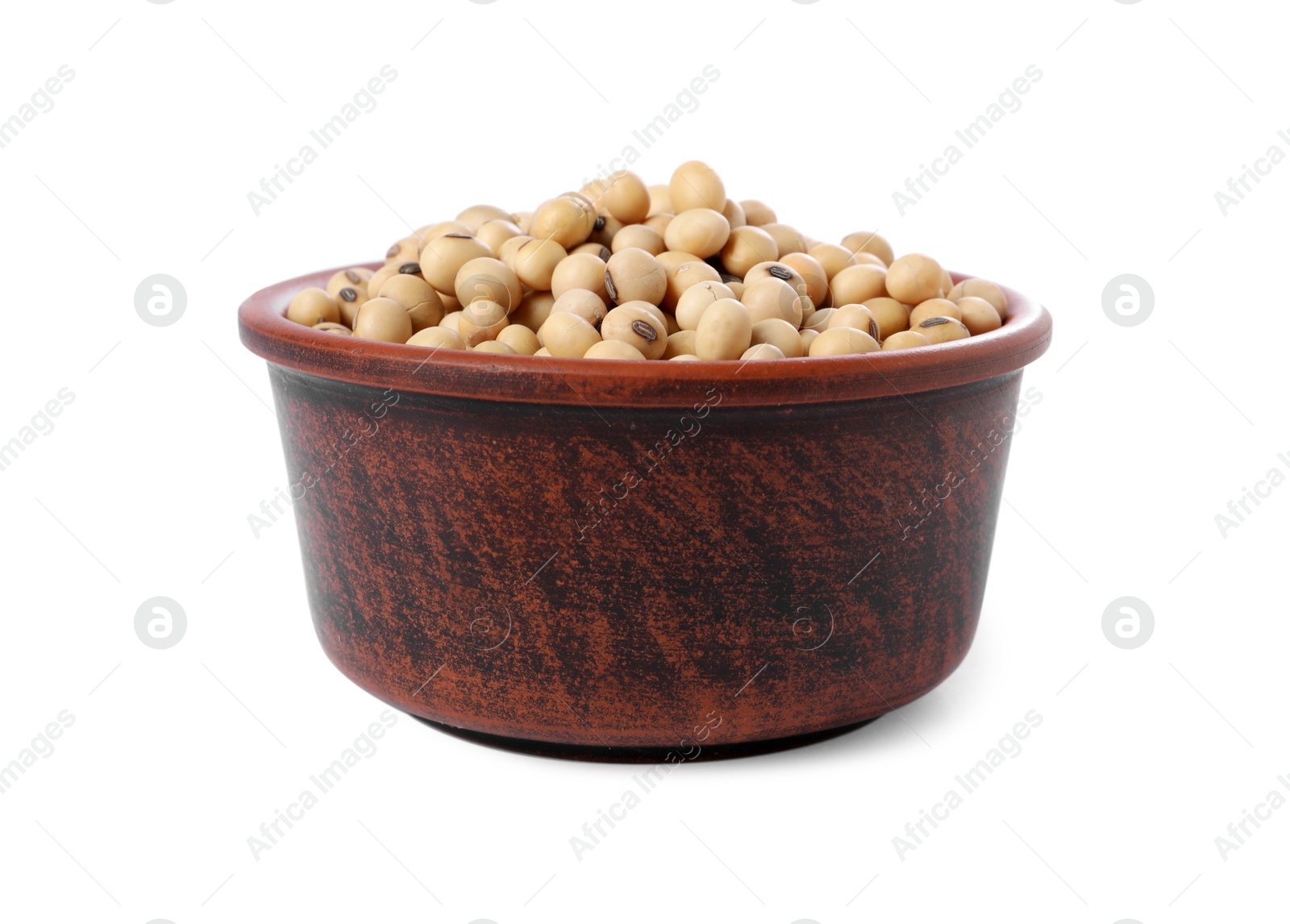 Photo of Soy beans in bowl isolated on white